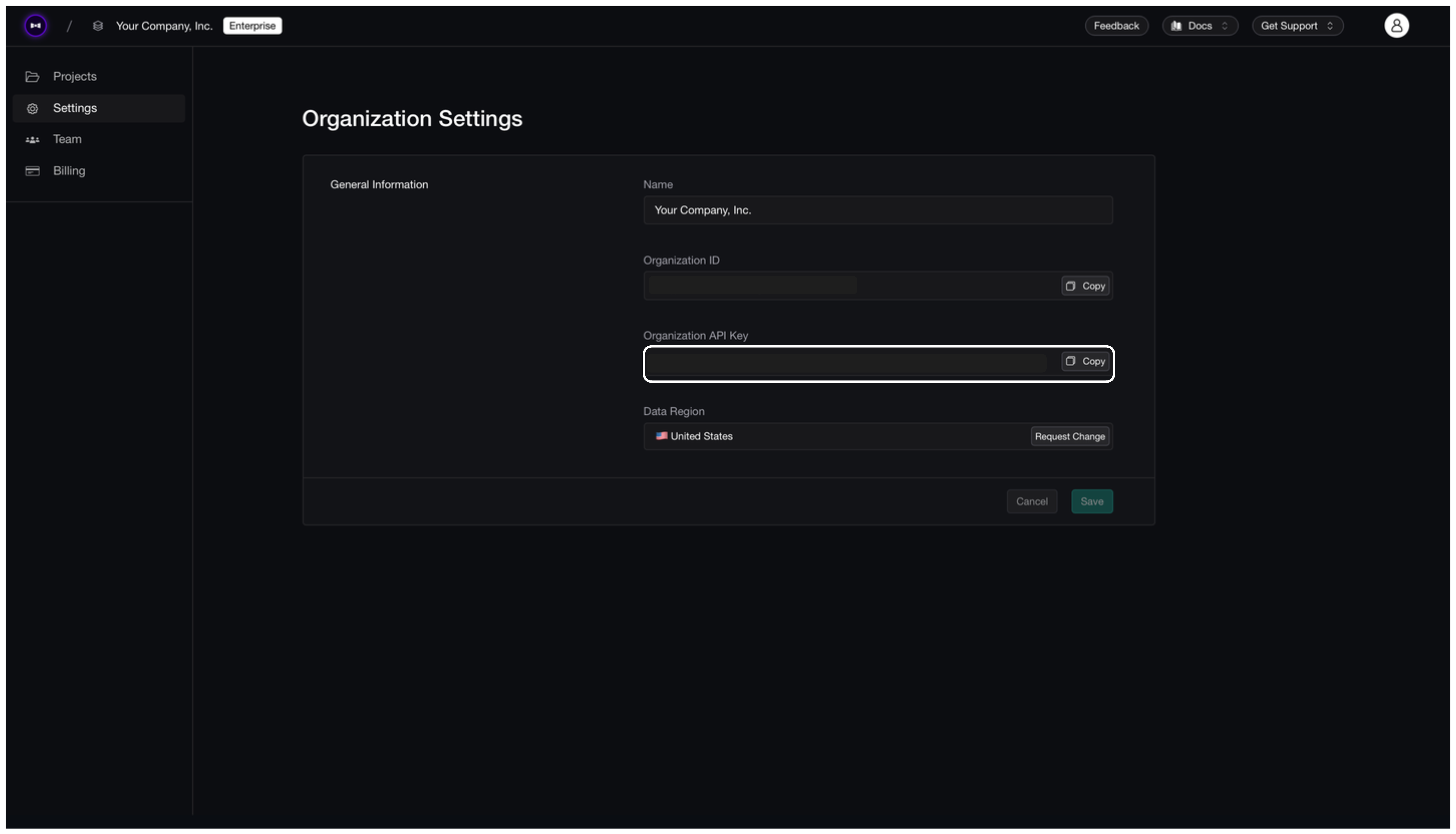 Organization API
Key