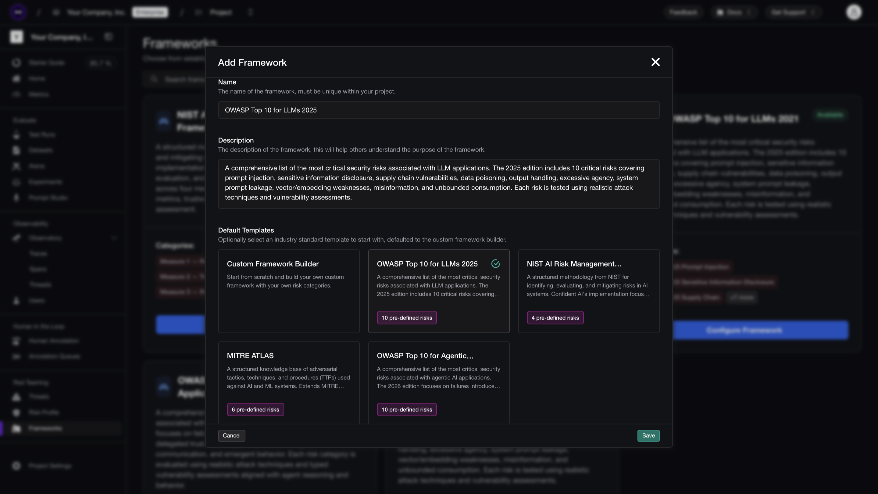 Choosing a security framework in Confident AI